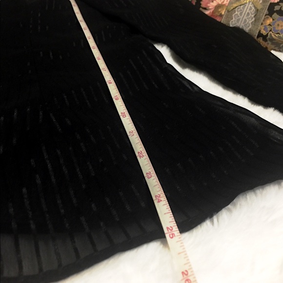 Express Chic Black Sheer Pinstripes Button⬇️Blouse - Picture 4 of 11